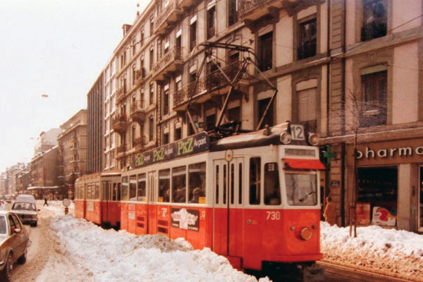 tram genève neige 1985